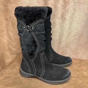 BareTraps Ellery Suede Leather Faux Fur Calf High Boots Black Winter Indie Goth